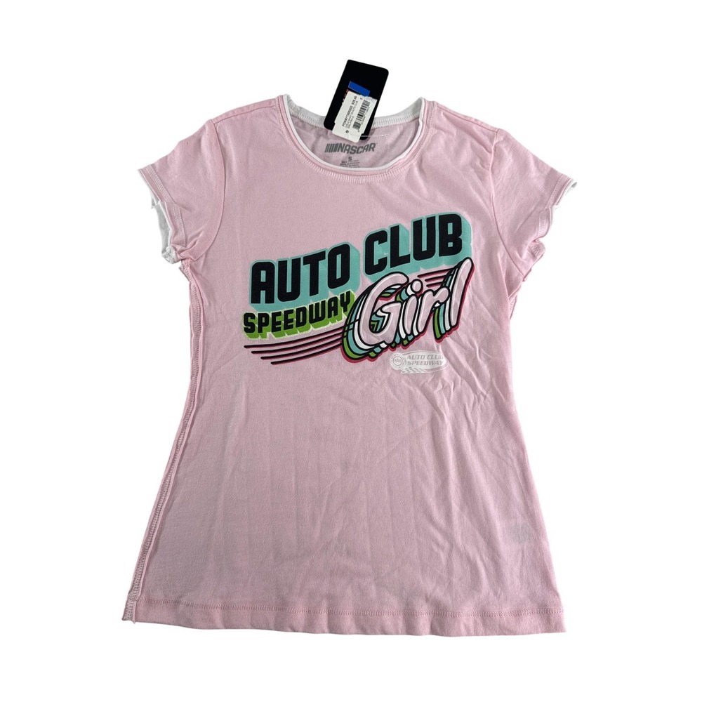 Auto Club Speedway‎ Shirt Womens Small Pink NASCAR Racing Girl Graphic Tee New
